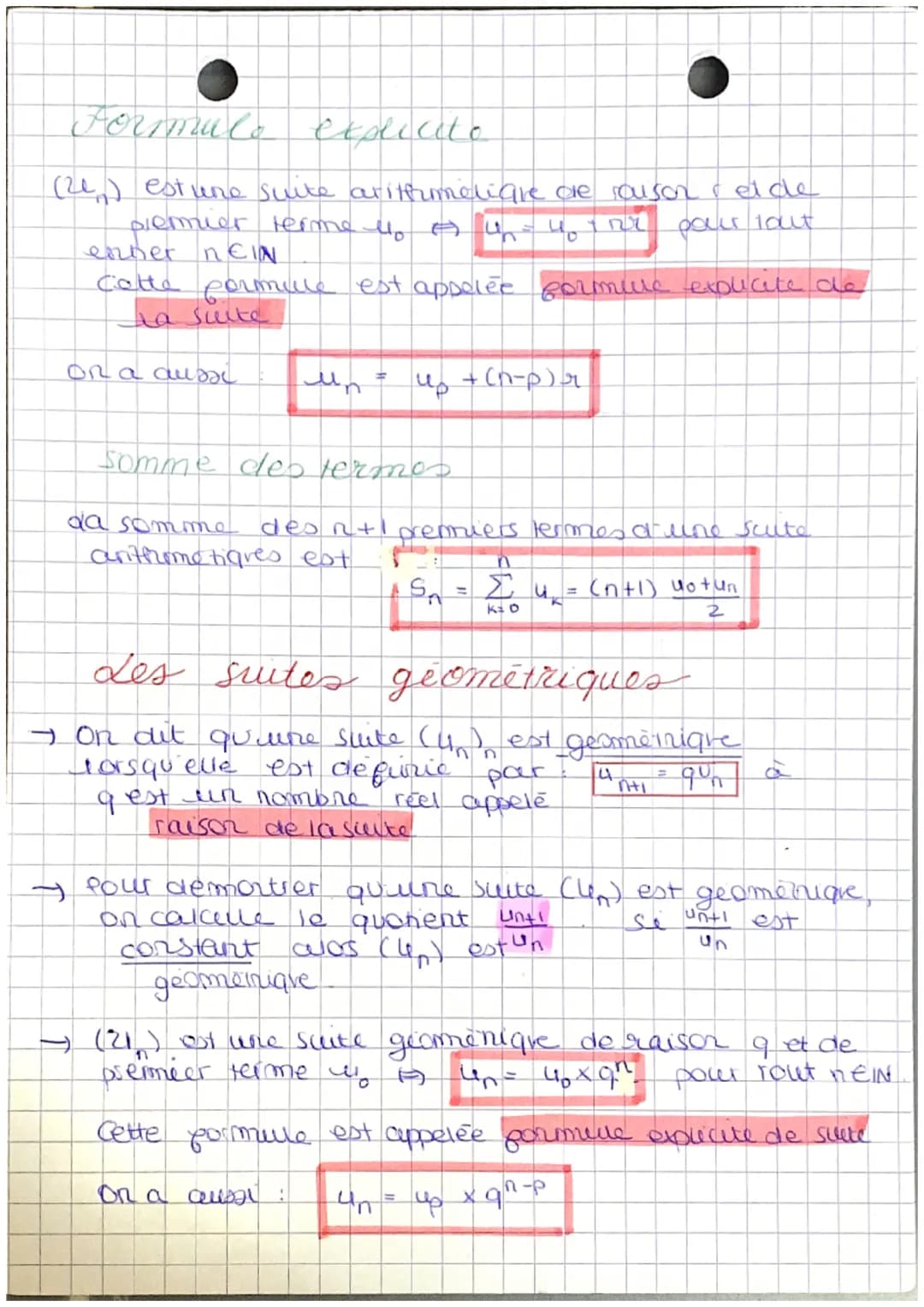 →
• maths •
CHAPITRE 9: LES SUITES
Definition
une suite numérique est une parction qu'auR
envier naturel & associe un nombre recinde up-
or 
