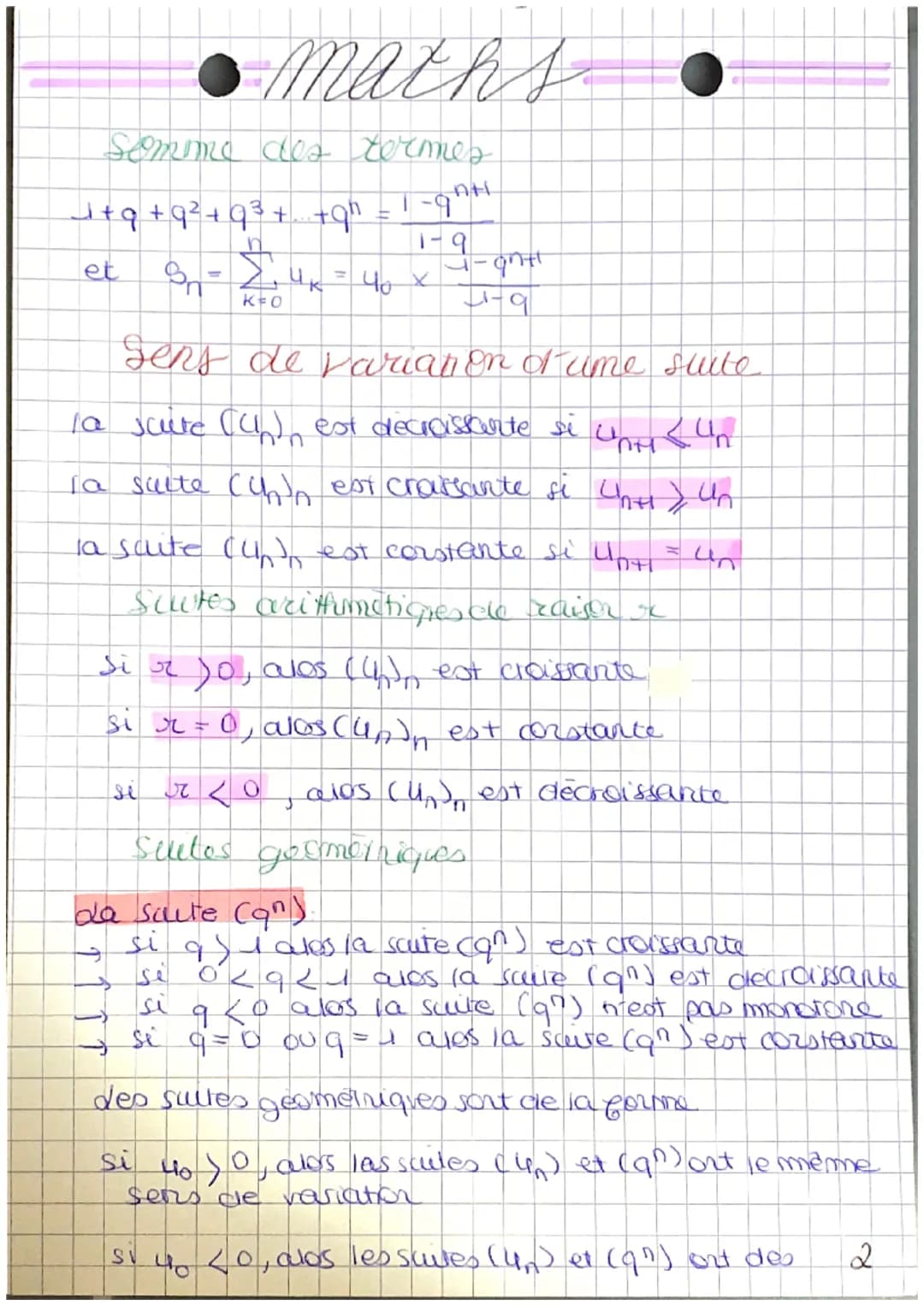 →
• maths •
CHAPITRE 9: LES SUITES
Definition
une suite numérique est une parction qu'auR
envier naturel & associe un nombre recinde up-
or 
