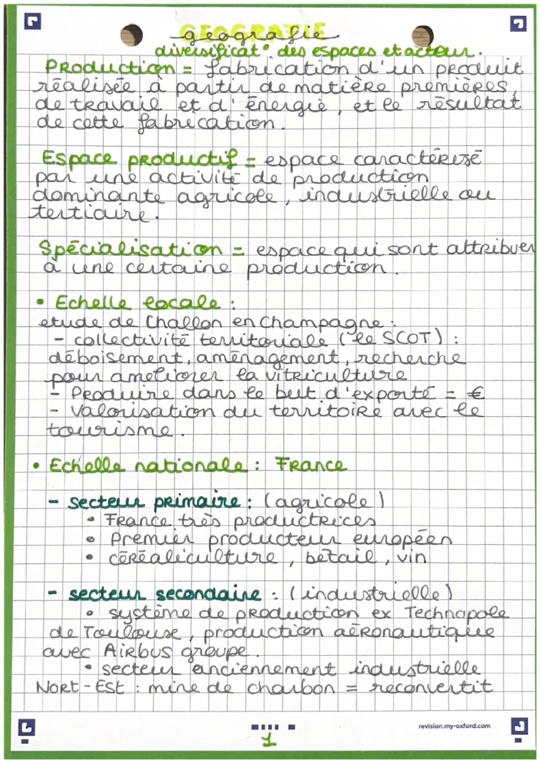 L
G
-
geografie
diversificat del espaces et acteur.
Production = Labrication d'un produit
réalisée à partir de matière premières
de travail 