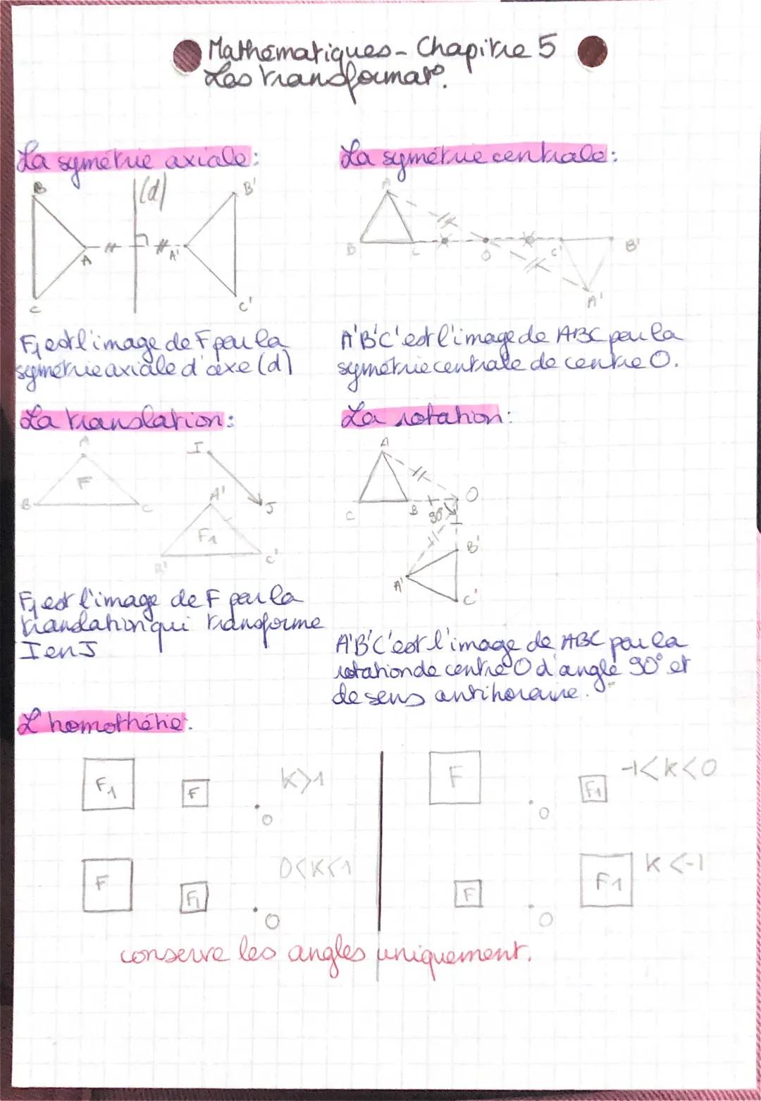 Fiche de Révision Brevet Maths 2023: Exercices Transformations et Symétrie PDF