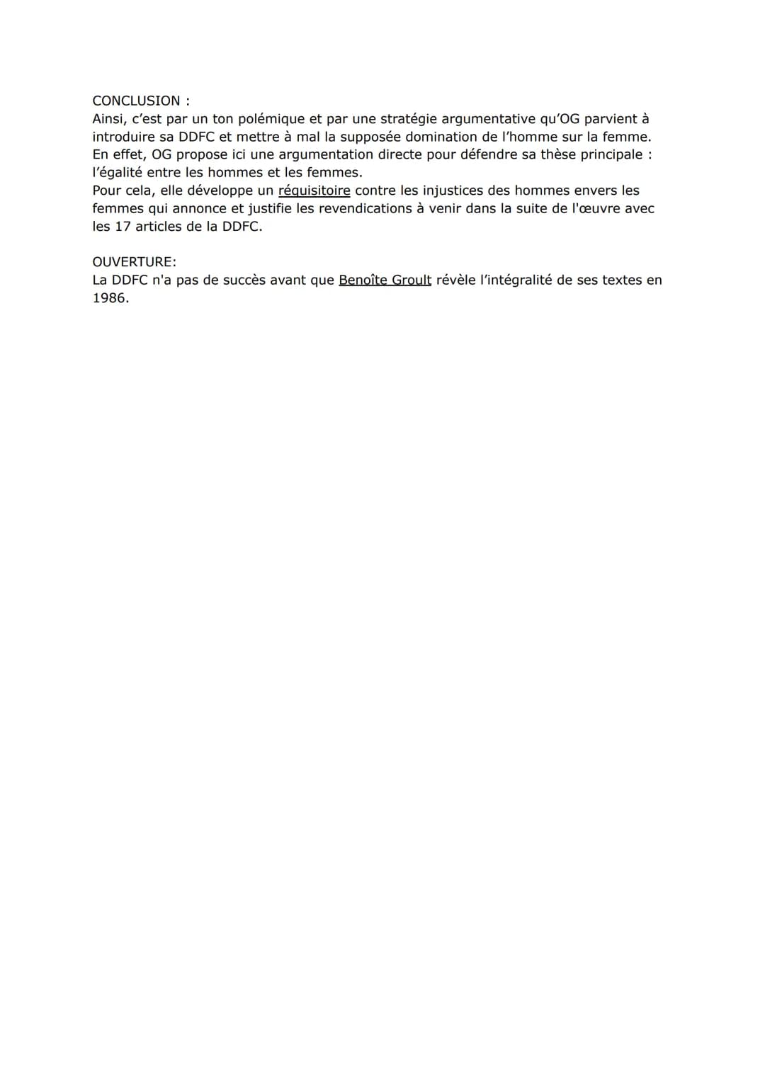 OG s'adresse aux hommes → faux dialogue
● Interpelle directement: Apostrophe : "Homme"
Nom: "Homme" singulier, désigne les hommes en général