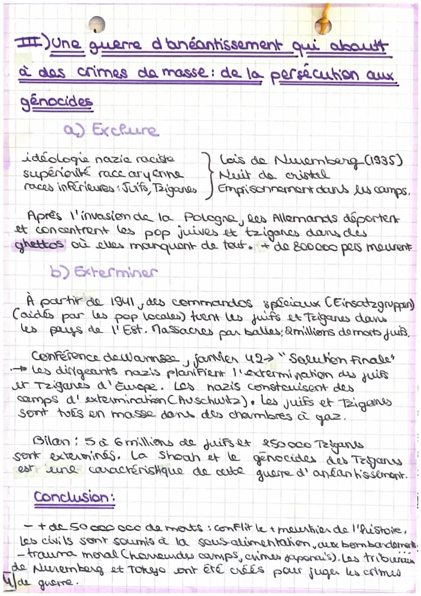 HISTOIRE
LA DEUXIÈME GUERRE MONDIALE, UNE GUERRE
D'ANEANTISSEMENT
(1939-1945)
En quoi la Seconde Guerre mondiale est-elle une
guerre d'anéan