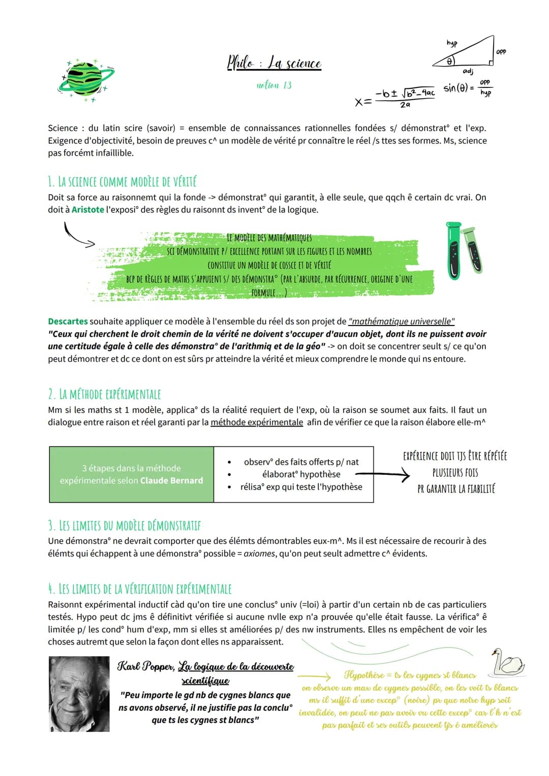 ++
Philo: La science
notion 13
X=
-6± √√√b²-4ac
29
LE MODÈLE DES MATHÉMATIQUES
SCI DEMONSTRATIVE P/ EXCELLENCE PORTANT SUR LES FIGURES ET LE