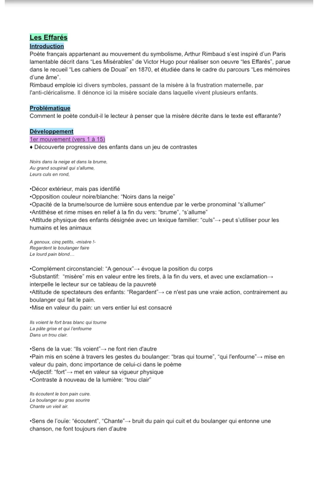 Les Effarés
Introduction
Poète français appartenant au mouvement du symbolisme, Arthur Rimbaud s'est inspiré d'un Paris
lamentable décrit da