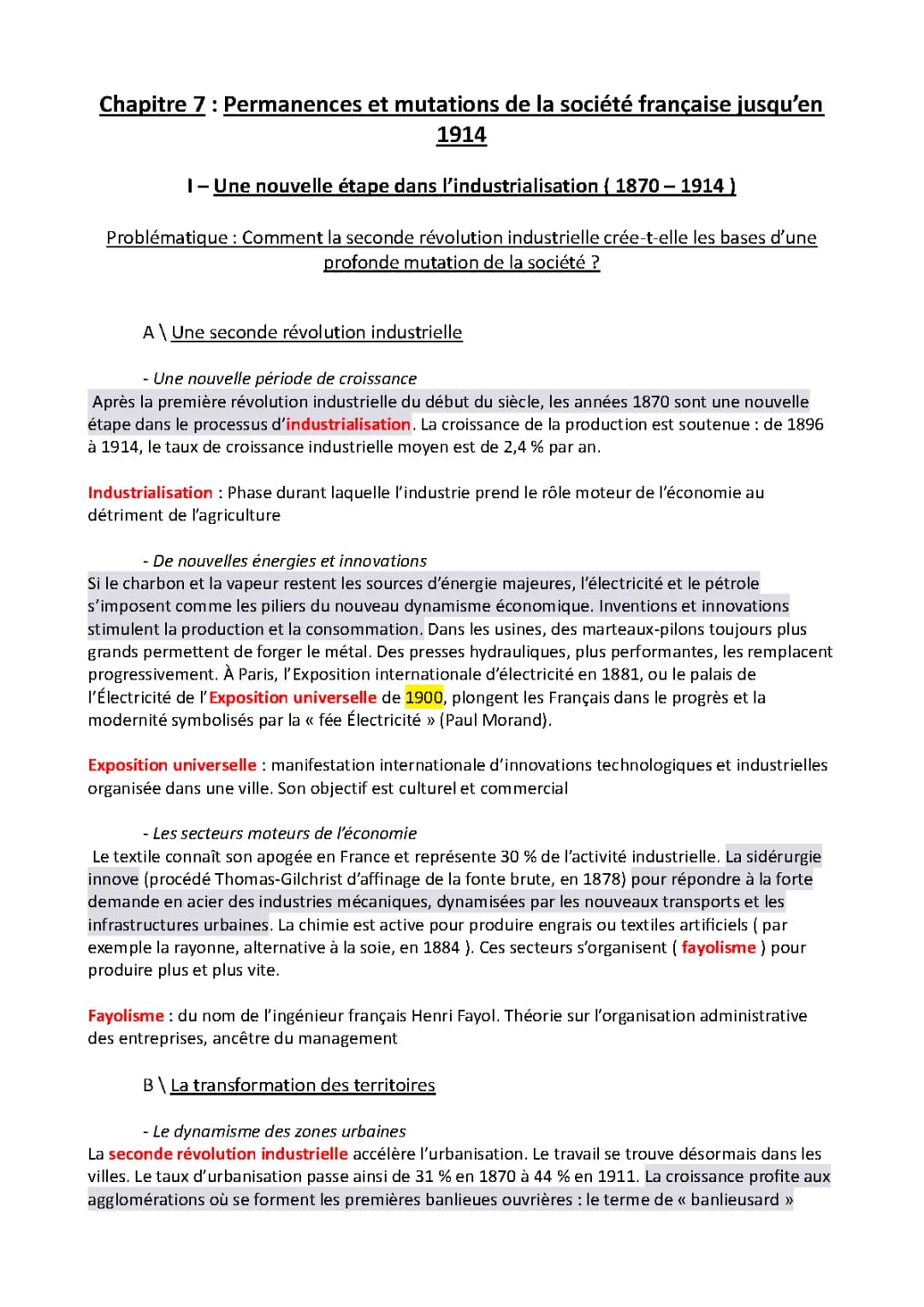 Permanences et mutations de la société française jusqu’en 1914 