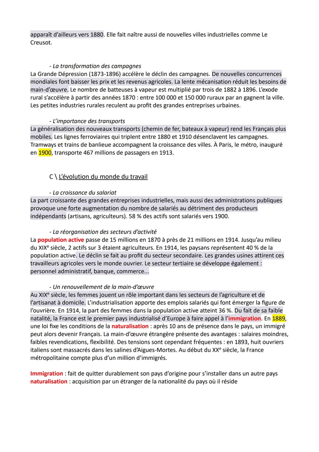 Chapitre 7: Permanences et mutations de la société française jusqu'en
1914
I-Une nouvelle étape dans l'industrialisation ( 1870 – 1914)
Prob