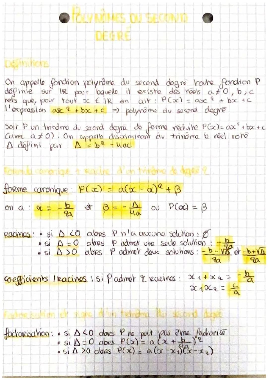 Comprendre le Polynôme Second Degré: Exercices Corrigés et Formules Simples