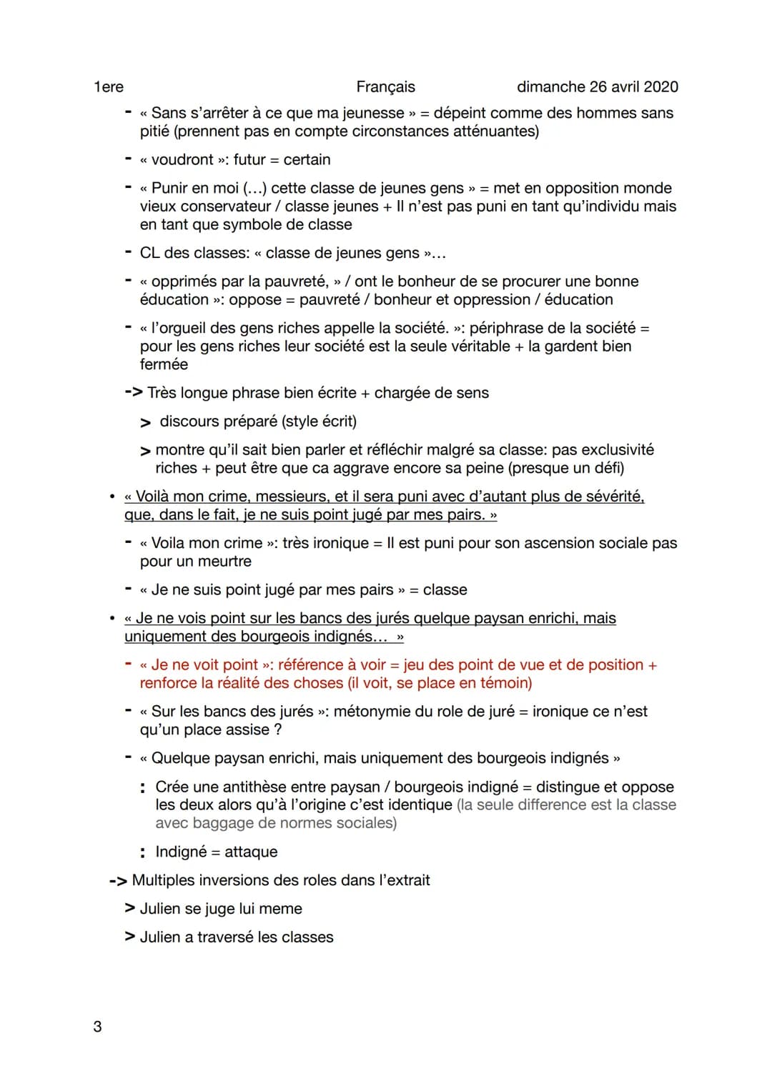 1ere
Français
dimanche 26 avril 2020
Lecture analytique - Le rouge et le noir - Le procès
de Julien
Sujet
1
Mouvement 1:(1-4): affirme ses v