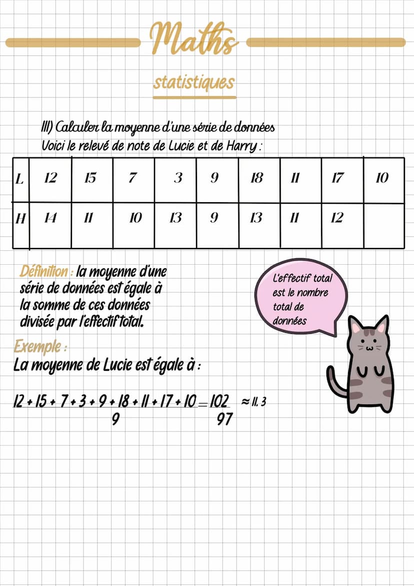 Maths
statistiques
I la médianne
definitions La médianne d'une série de donnée est une valeur
partageant l'ensemble des 2 groupes de même
ef