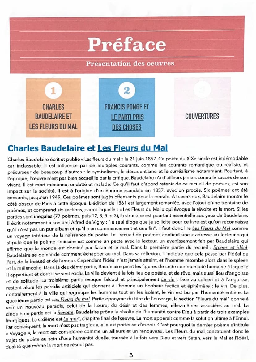 Lebrun
Lucie
1G05
Anthologie
Poétique
CAHIER DE LECTURE:
CHARLES BAUDELAIRE
ET
FRANCIS PONGE
Charles
Baudelaire
Francis
Ponge SOMMAIRE
PRÉFA