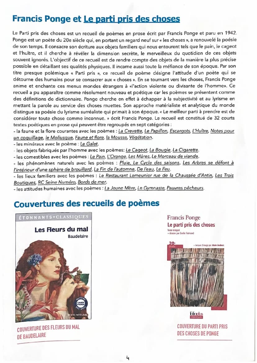 Lebrun
Lucie
1G05
Anthologie
Poétique
CAHIER DE LECTURE:
CHARLES BAUDELAIRE
ET
FRANCIS PONGE
Charles
Baudelaire
Francis
Ponge SOMMAIRE
PRÉFA