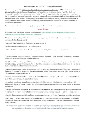 Know Analyse linéaire de la Déclaration des droits de la femme écrit par olympe de Gouges thumbnail