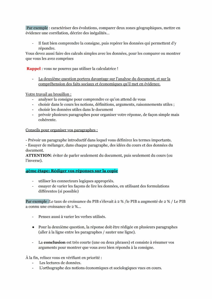 Partie 2 de l'épreuve du bac de SES
Cette deuxième partie porte sur un document statistique accompagné de deux
questions (6 points)
Il faut 