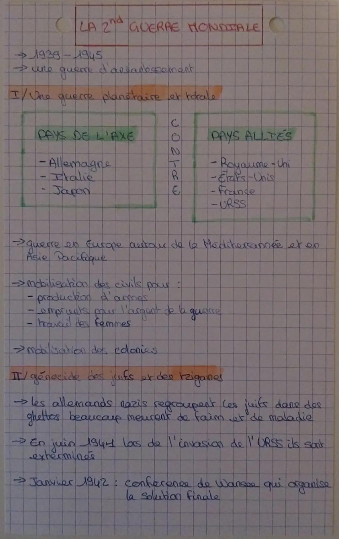 (LA 2nd GUERRE MONDIALE

1939-1945
→ une querre d arealescement

I/Une querre planétaire et horale

C
PAYS DE L'AXE
O
PAYS ALLIES
2
- Allema