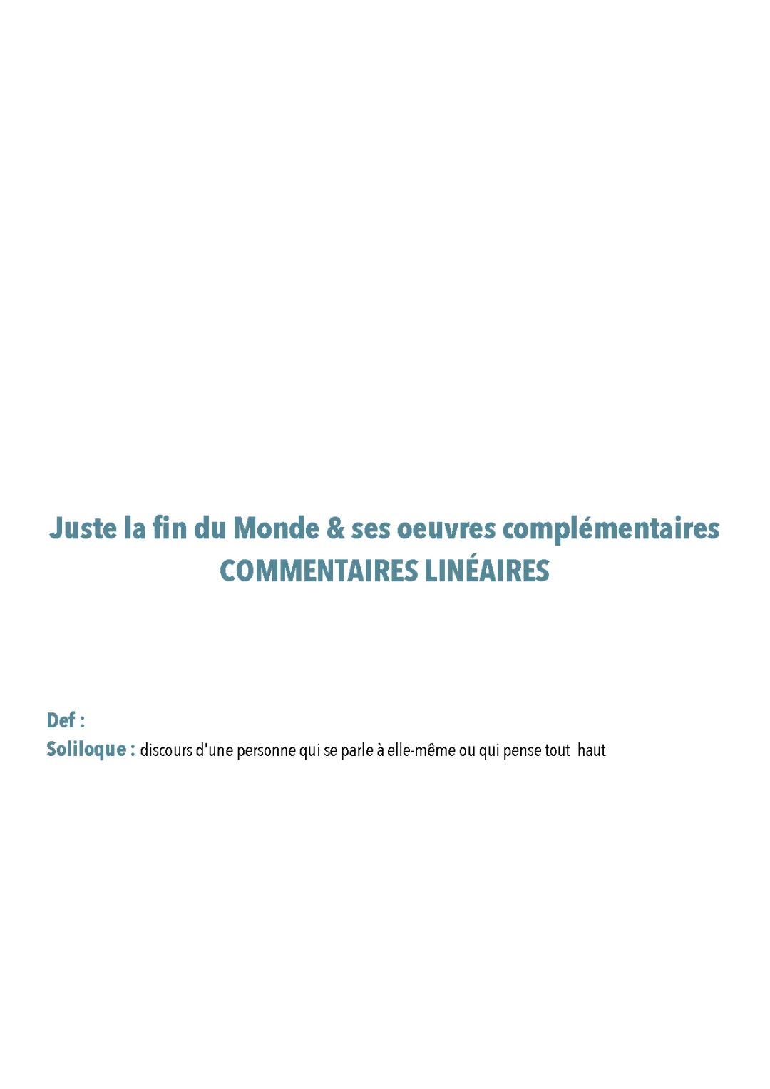 Analyse du Prologue de Juste la fin du monde : Résumé et PDF