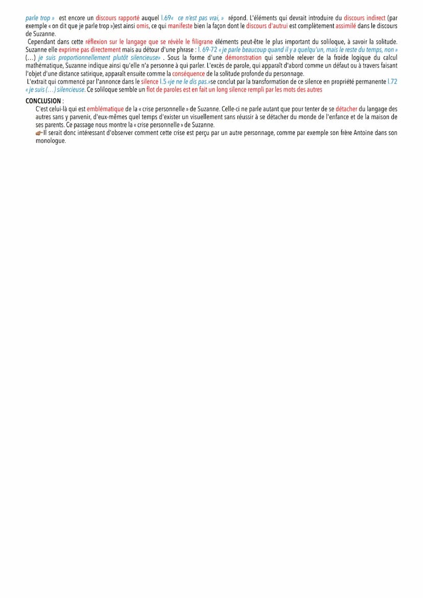 Juste la fin du Monde & ses oeuvres complémentaires
COMMENTAIRES LINÉAIRES
Def:
Soliloque : discours d'une personne qui se parle à elle-même