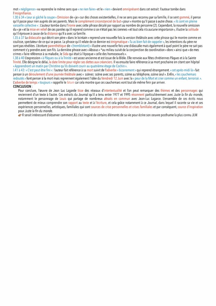 Juste la fin du Monde & ses oeuvres complémentaires
COMMENTAIRES LINÉAIRES
Def:
Soliloque : discours d'une personne qui se parle à elle-même