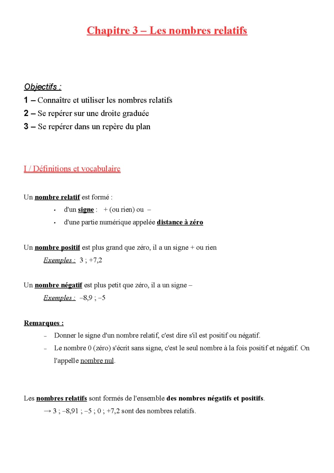 math : Les nombres relatifs 