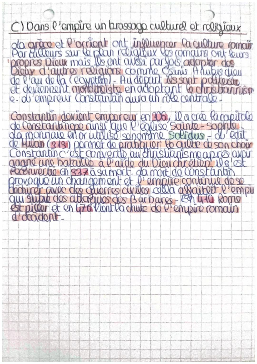 sto i Ro
476
L'empire romain (1 siode av J.C III siècle) 27 av) (
d'exponssion de l'empire romain commence sous la
république romaine mais e