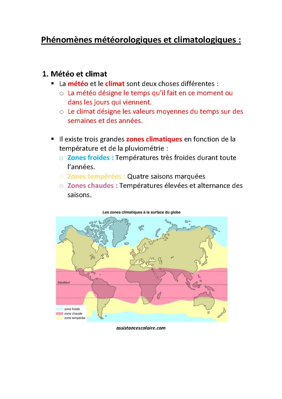 Différence entre Météo et Climat SVT pour les 5èmes