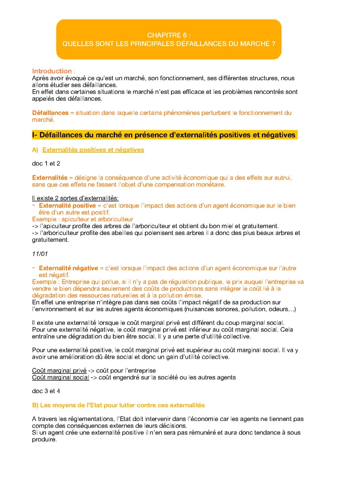SES defaillances du marché 1 ere