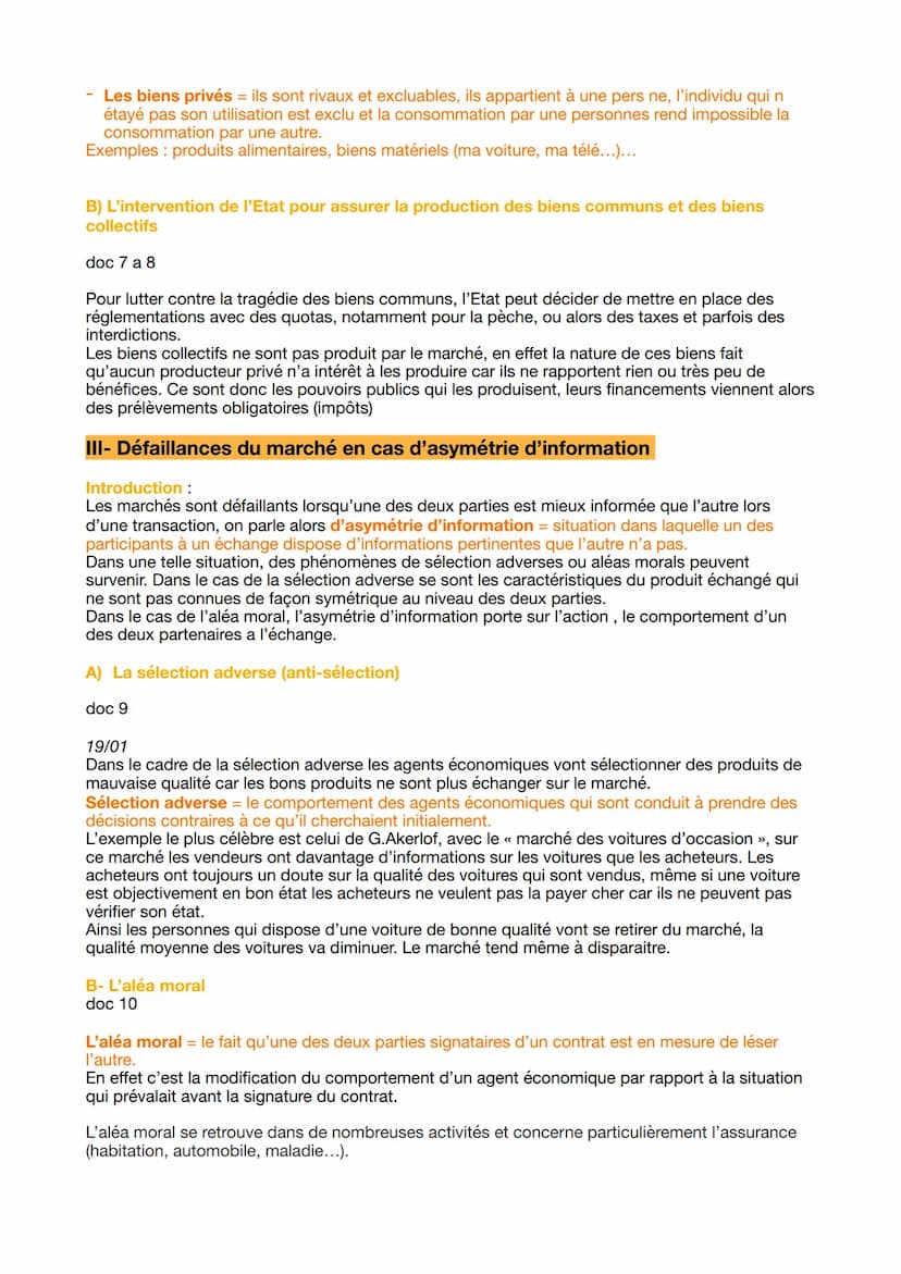 CHAPITRE 6:
QUELLES SONT LES PRINCIPALES DÉFAILLANCES DU MARCHÉ ?
Introduction :
Après avoir évoqué ce qu'est un marché, son fonctionnement,