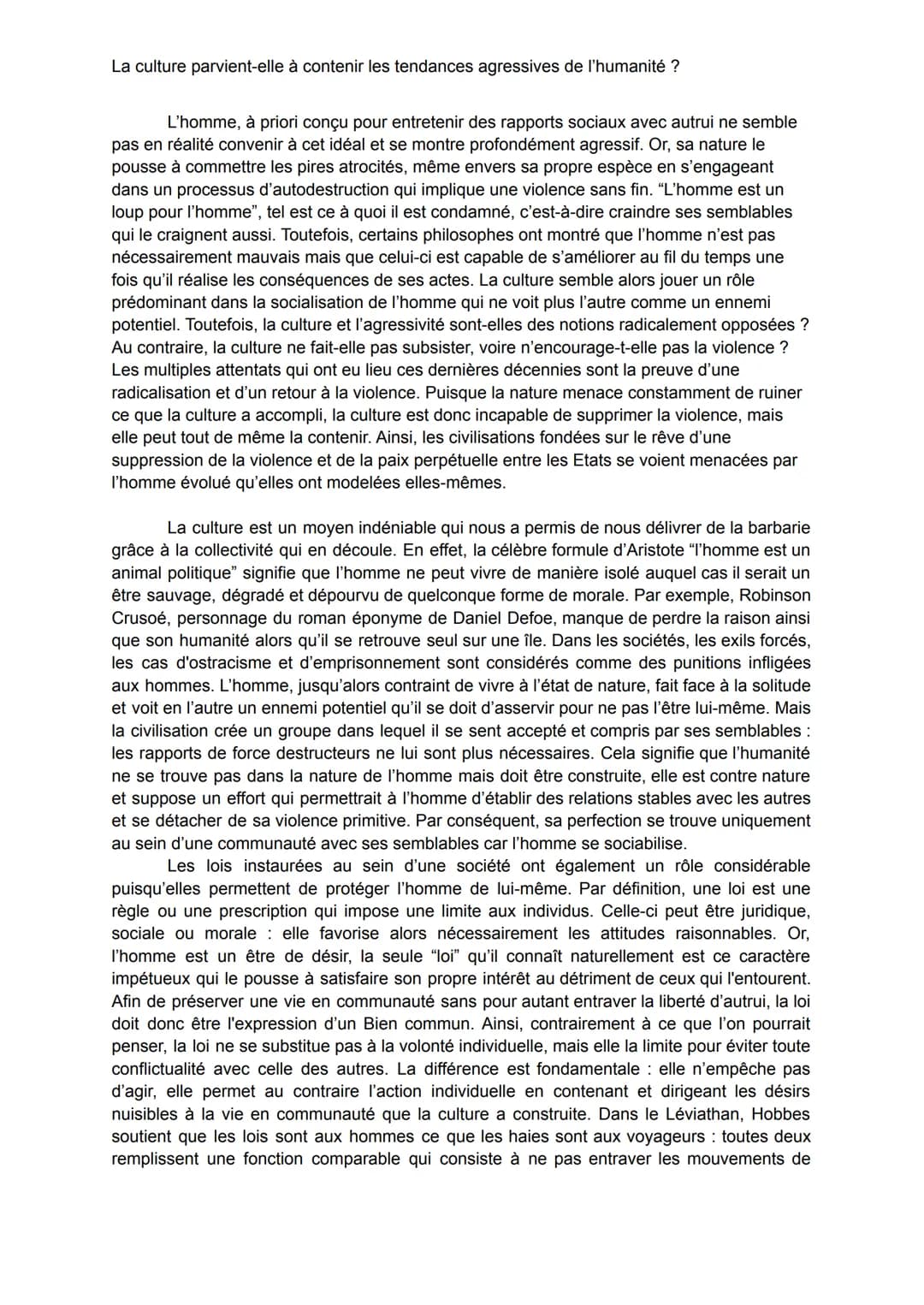 La culture parvient-elle à contenir les tendances agressives de l'humanité ?
L'homme, à priori conçu pour entretenir des rapports sociaux av