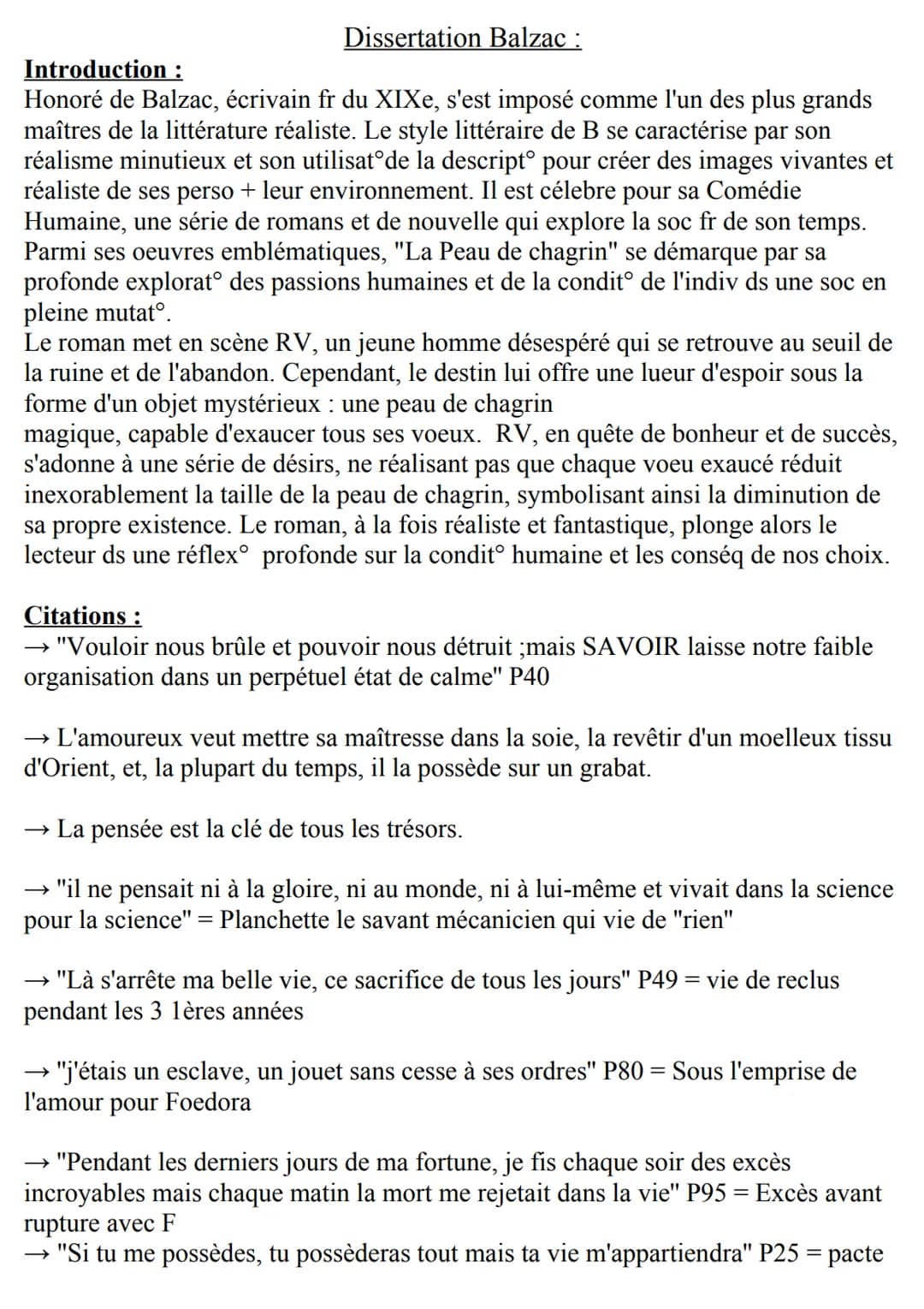 Dissertation Balzac :
Introduction:
Honoré de Balzac, écrivain fr du XIXe, s'est imposé comme l'un des plus grands
maîtres de la littérature