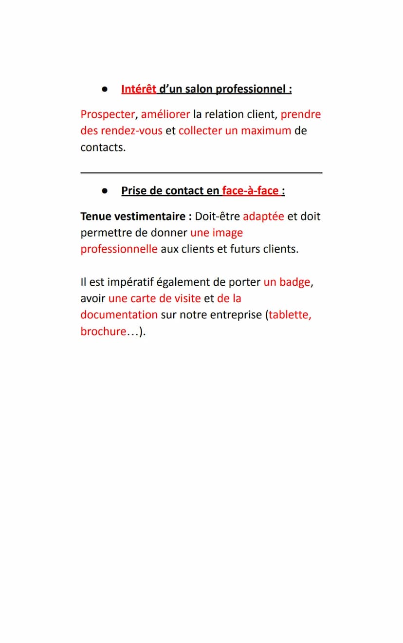 Comment prendre contact sur un salon
professionnel
Méthode CROC:
Contact : Saluer, se présenter et l'entreprise et
demander l'interlocuteur 