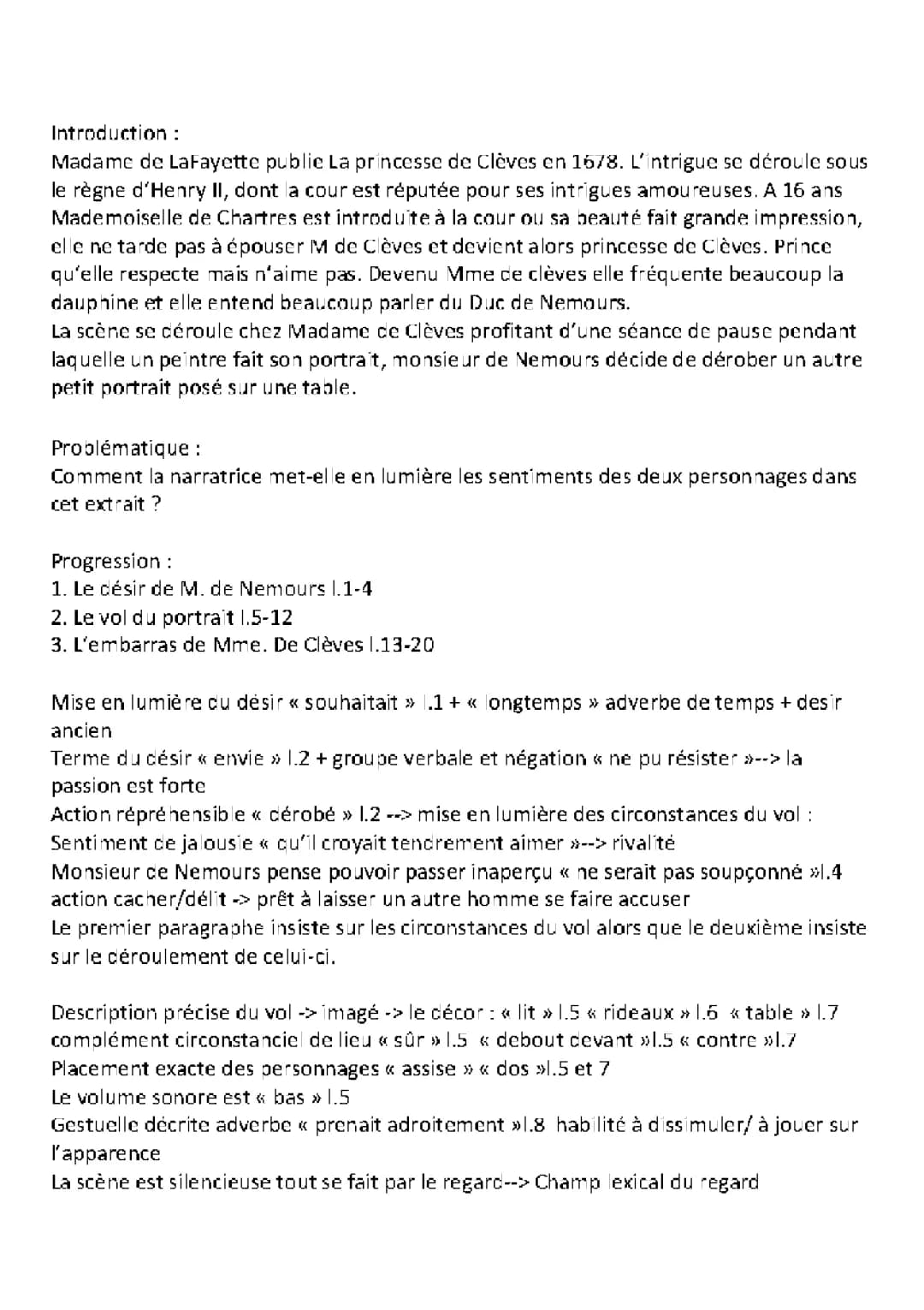Analyse Linéaire La Princesse de Clèves : Scène du Bal, Il Parut, Elle Avait Ignoré, Résumé et Personnages