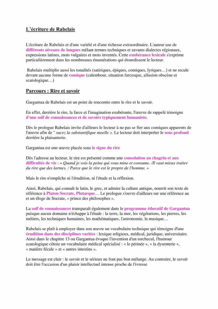 Objet d'étude 1: Littérature d'idée
Parcours: Rire et savoir
François Rabelais, Gargantua
François Rabelais
Né à la fin du 15e siècle, moine