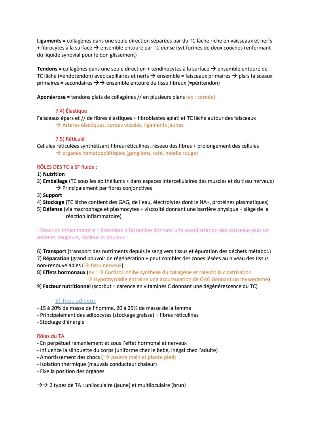 1) Introduction
- origine mésodermique
- Cellules de soutiens + matrice (= fibres + substances fondamentales)
- Vascularisé (sauf cartilagin