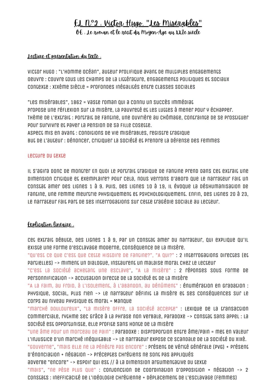 EL N°2: Victor Hugo. "Les Misérables"
Of Le roman et le récit du Moyen-Age au XXIe siècle
Lecture et présentation du texte.
VICTOR HUGO: "L'