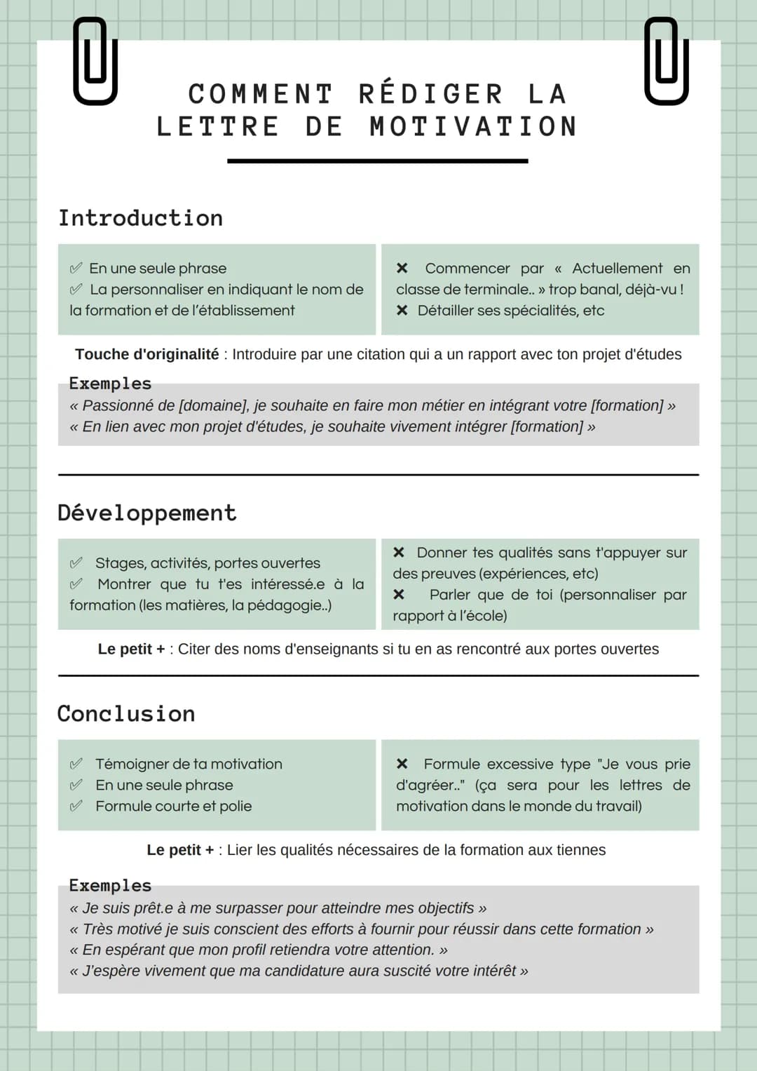
<h2 id="introduction">Introduction</h2>
<p>Pour personnaliser votre lettre de motivation, indiquez le nom de la formation et de l'établisse