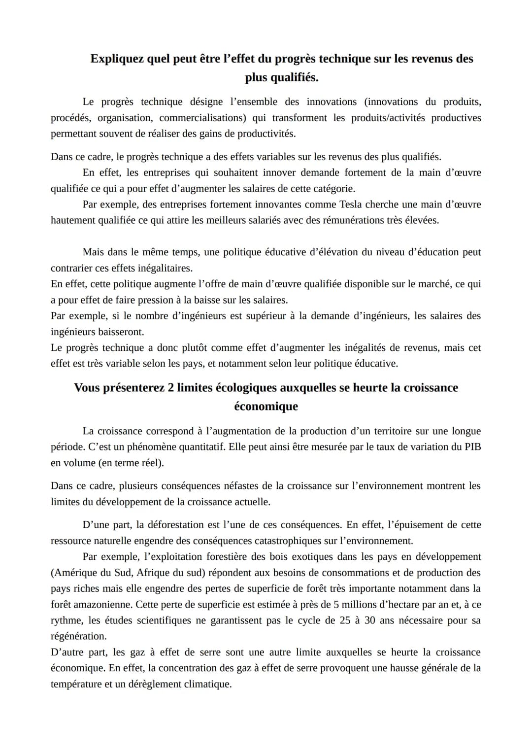 Présentez 2 limites du PIB.
Le produit intérieur brut (PIB) désigne l'ensemble des richesses produites en un an dans un
territoire géographi