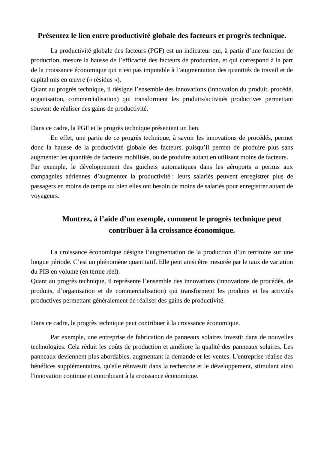 Présentez 2 limites du PIB.
Le produit intérieur brut (PIB) désigne l'ensemble des richesses produites en un an dans un
territoire géographi