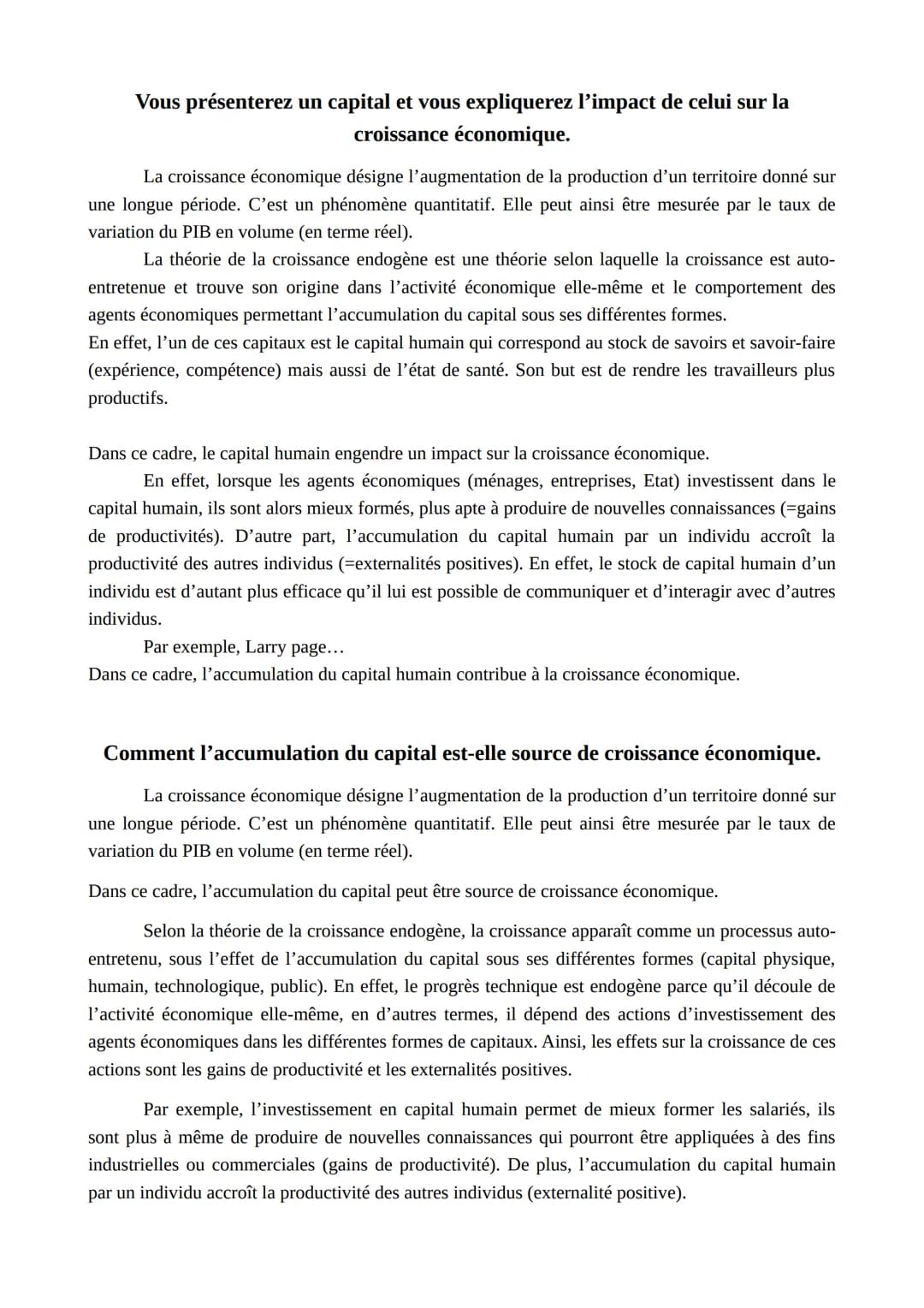 Présentez 2 limites du PIB.
Le produit intérieur brut (PIB) désigne l'ensemble des richesses produites en un an dans un
territoire géographi