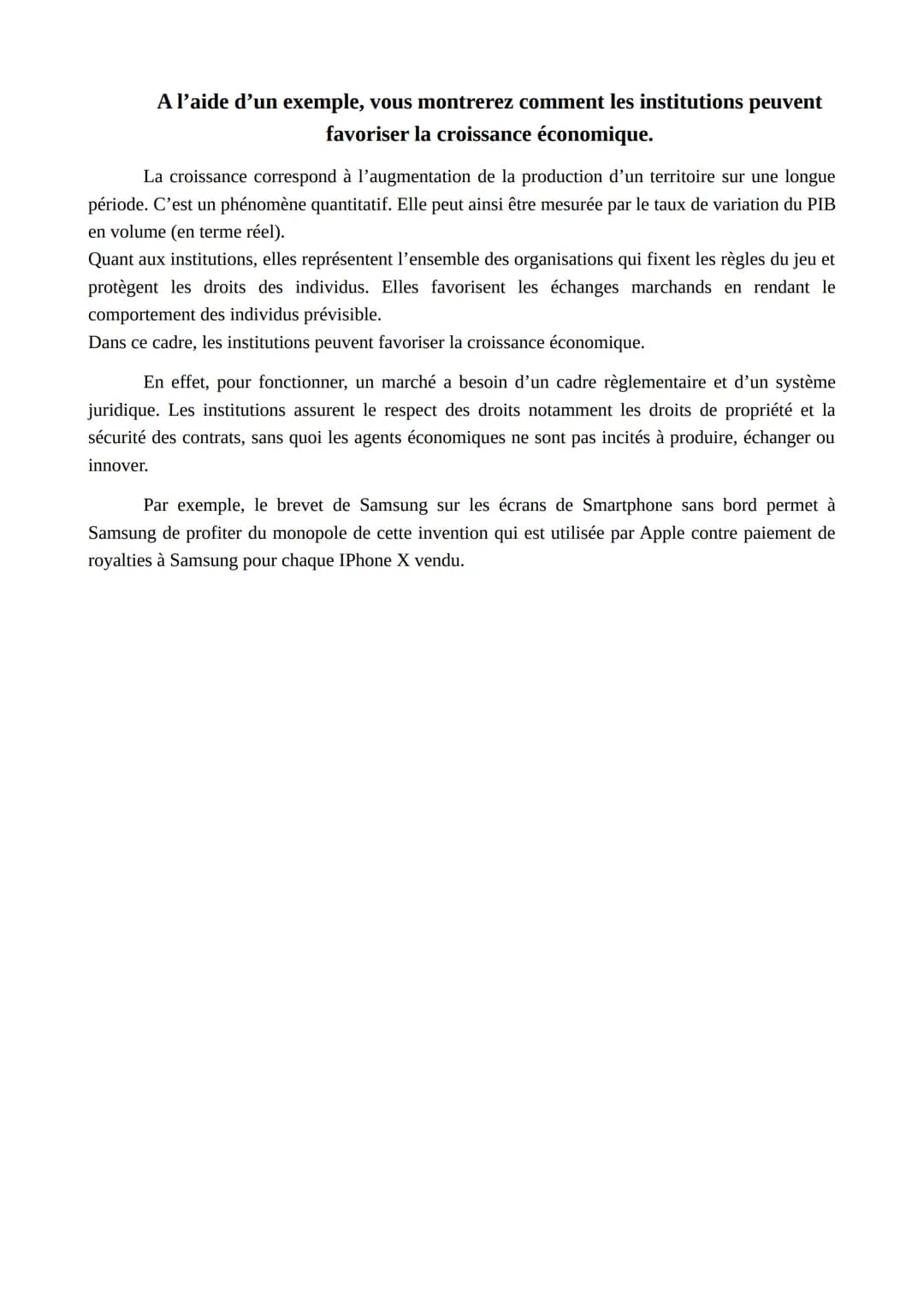 Présentez 2 limites du PIB.
Le produit intérieur brut (PIB) désigne l'ensemble des richesses produites en un an dans un
territoire géographi