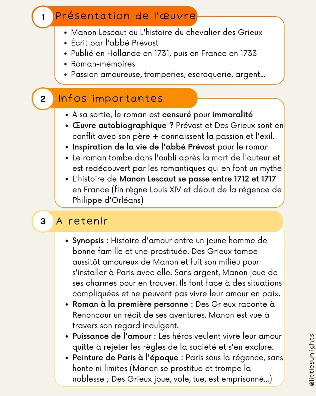 1 Présentation de l'œuvre
2
• Manon Lescaut ou L'histoire du chevalier des Grieux
Écrit par l'abbé Prévost
• Publié en Hollande en 1731, pui
