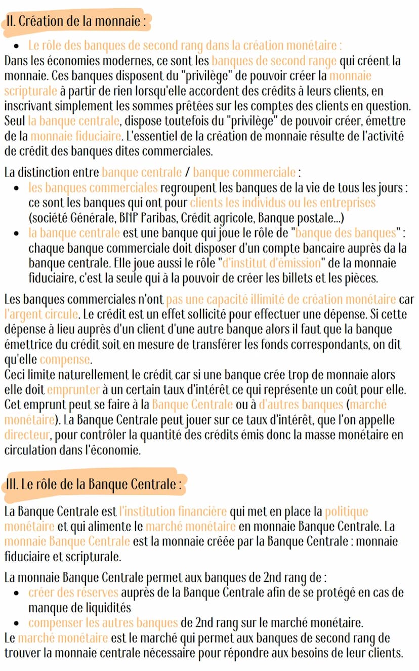 S.E.S.
La monnaie
1. Formes et fonctions:
La monnaie est l'ensemble des moyen de paiement dont disposent les agents
économiques pour effectu