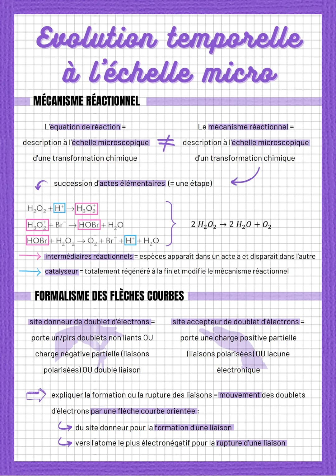Evolution temporelle
à l'échelle micro
MÉCANISME RÉACTIONNEL
L'équation de réaction =
description à l'échelle microscopique
d'une transforma