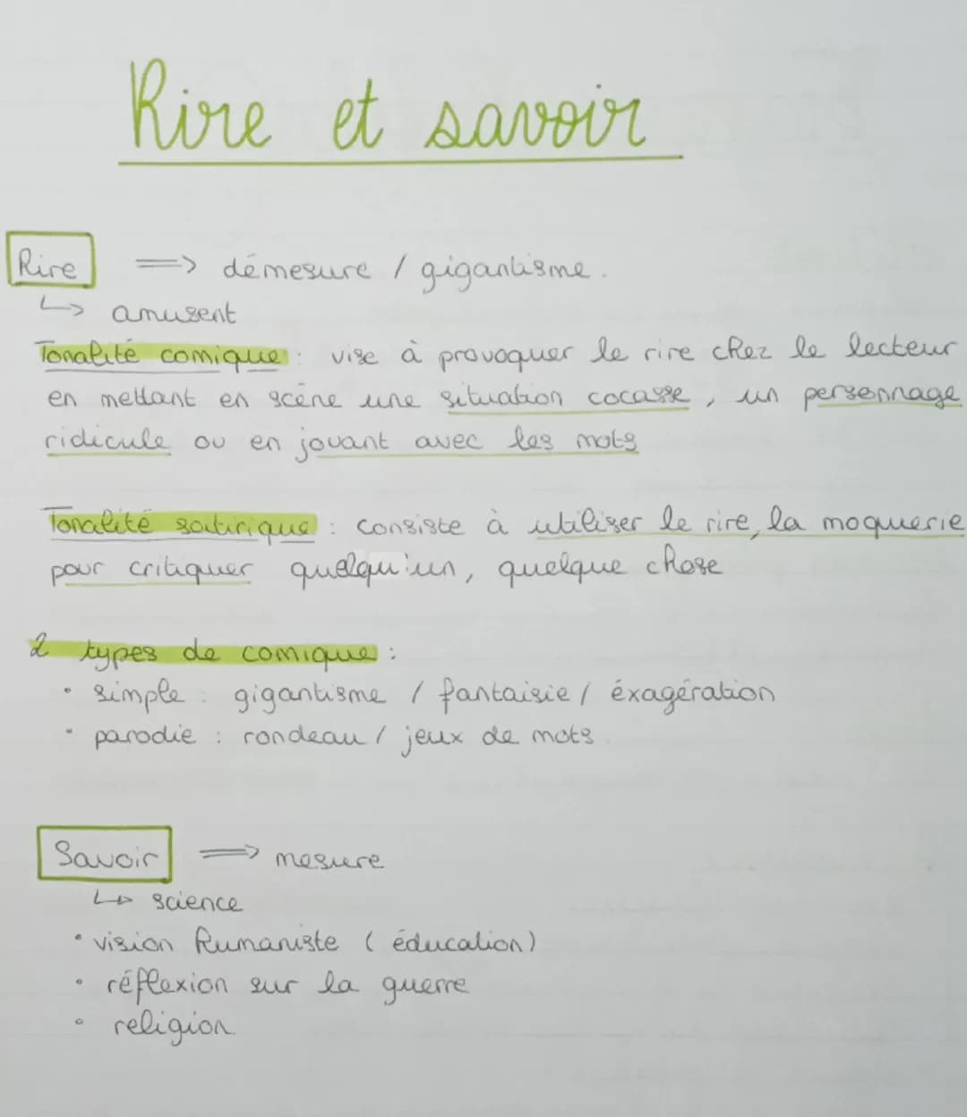 Rire
Rire et savoir
=> démesure / gigantisme.
amusent
Tonalité comique vise à provoquer le rire chez le lecteur
en mettant en scène une situ