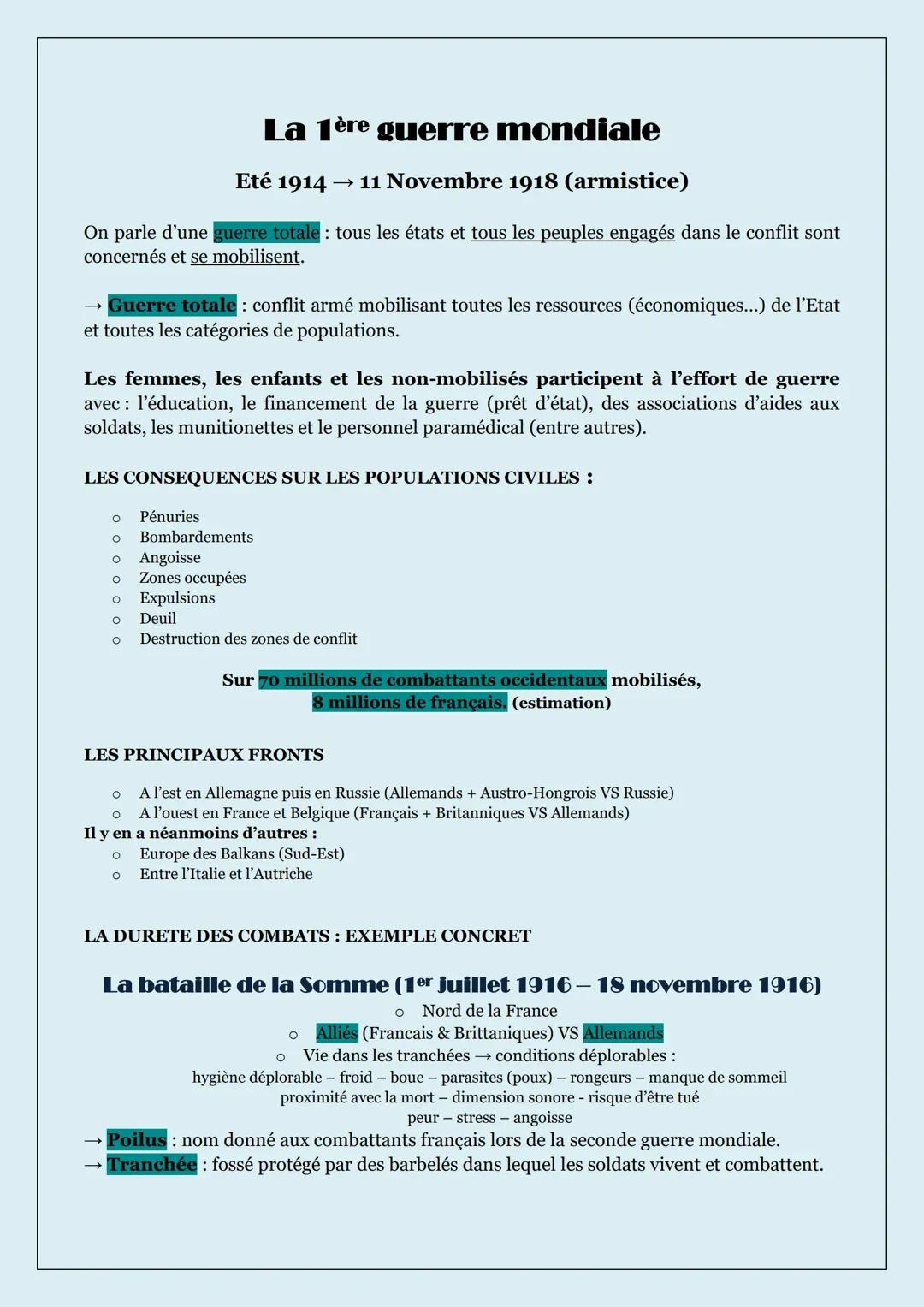 La première guerre mondiale 