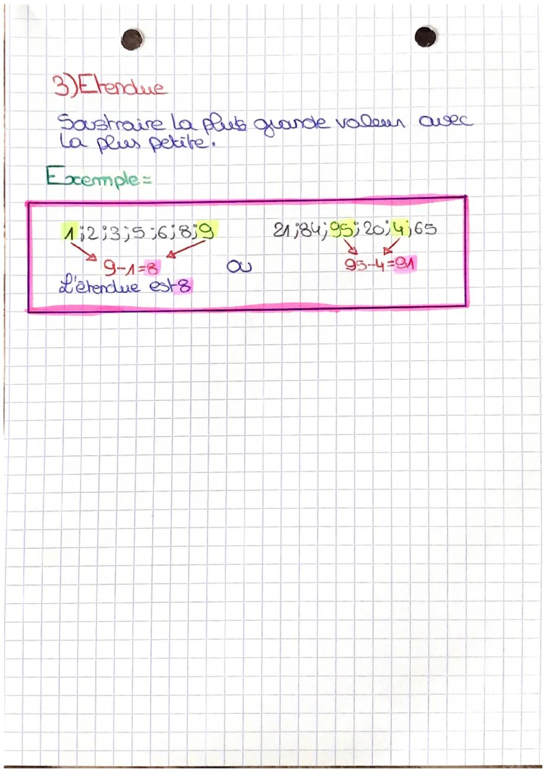 Statistique:

1) Moyenne

• Maths

Il suffit d'additionner les valeurs et divisé cette
somme par le nombre de valeur.

Exemple =

69
9M; 18;