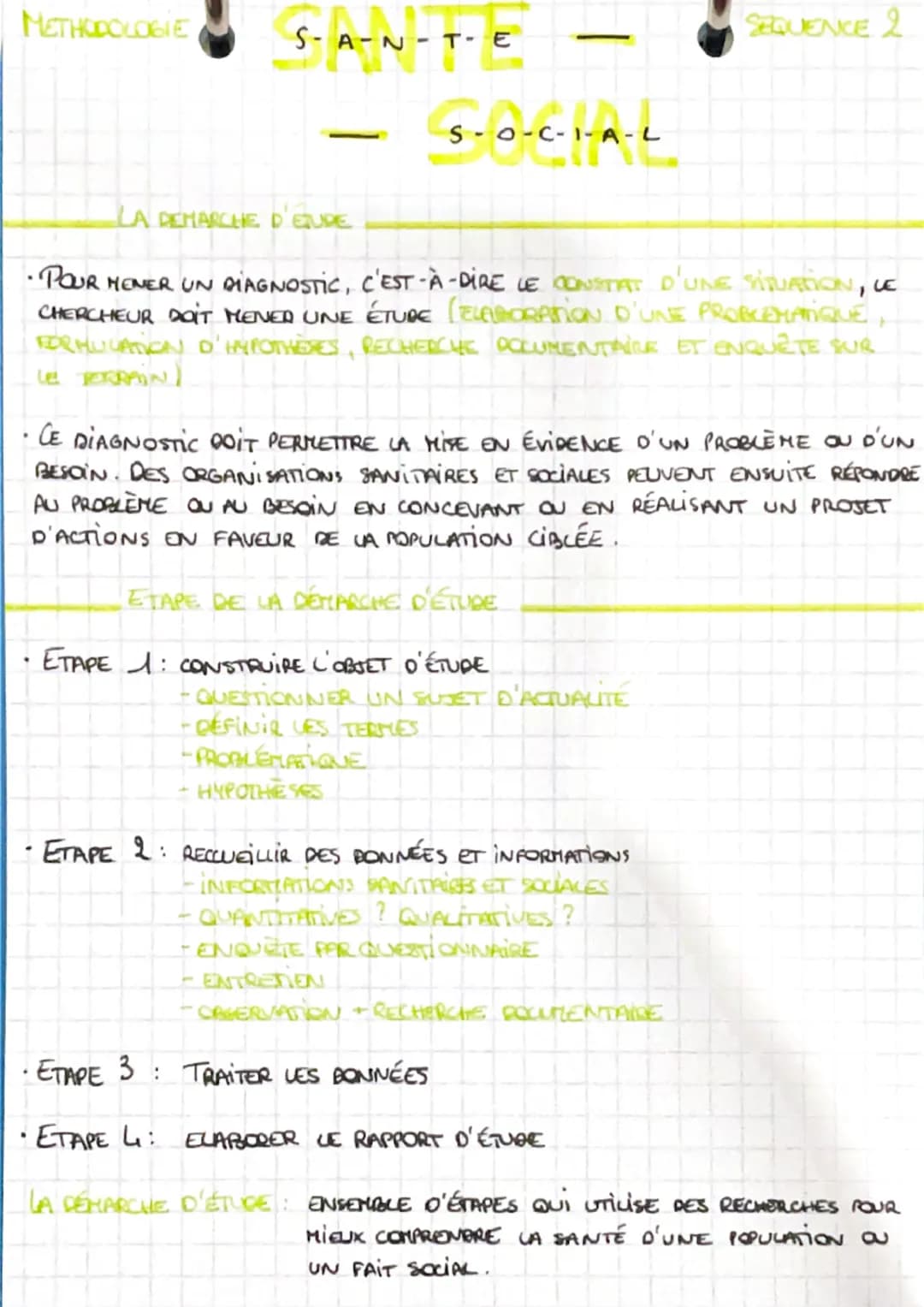 METHODOLOGIE
S-A-N-T-
T-E
5-0-C-1-A-L
LA DEMARCHE D'EQUDE
•POUR MENER UN DIAGNOSTIC, C'EST-À-DIRE LE CONSTAT D'UNE SITUATION, LE
CHERCHEUR D