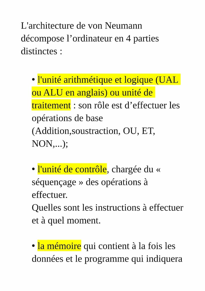 Architecture de von Neumann
L'architecture dite de von Neumann est un
modèle d'ordinateur qui utilise une
structure de stockage unique pour
