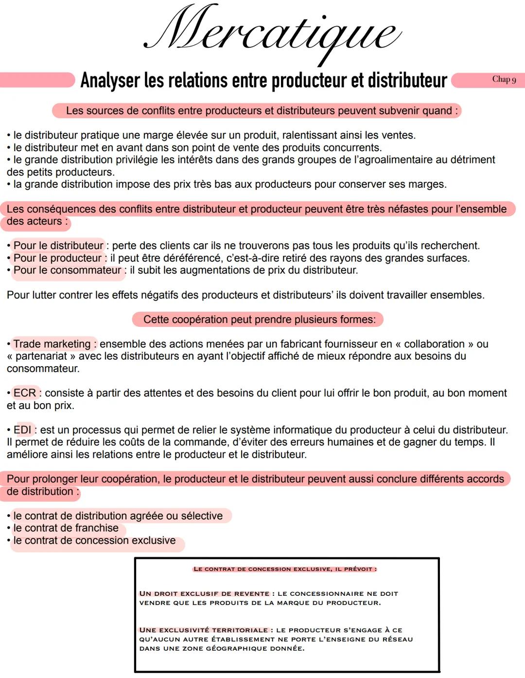 # Mercatique

Analyser les relations entre producteur et distributeur

Les sources de conflits entre producteurs et distributeurs peuvent su