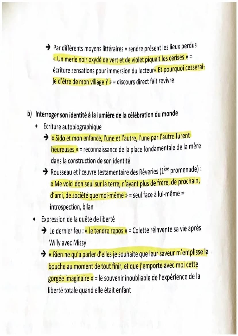 REVISION BAC DISSERTATION : LE ROMAN
Titre de l'œuvre intégrale : Sido: autobiographie hommage mère/enfance
Les Vrilles de la Vigne : recuei