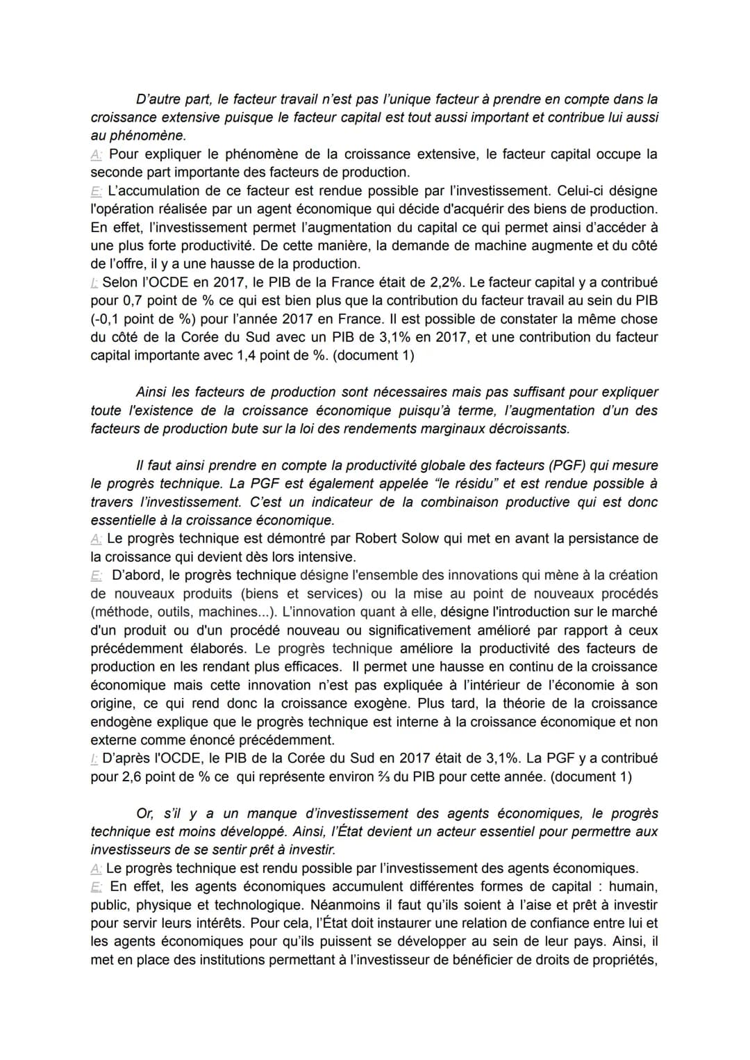 Amàlia Saraiva
DISSERTATION
Terminale 8
Les facteurs travail et capital sont-ils suffisants pour expliquer la croissance ?
La croissance éco