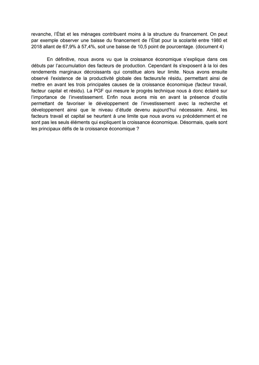 Amàlia Saraiva
DISSERTATION
Terminale 8
Les facteurs travail et capital sont-ils suffisants pour expliquer la croissance ?
La croissance éco